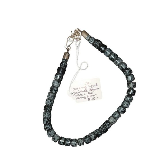 Jay King 925 Silver Snowflake Obsidian Necklace - Picture 1 of 1